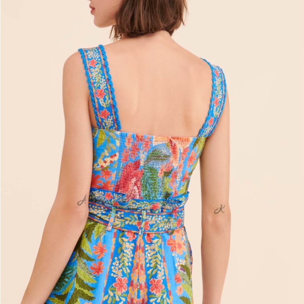 FARM Rio Blue Floral Print Belted Jumpsuit - Picture 3 of 4